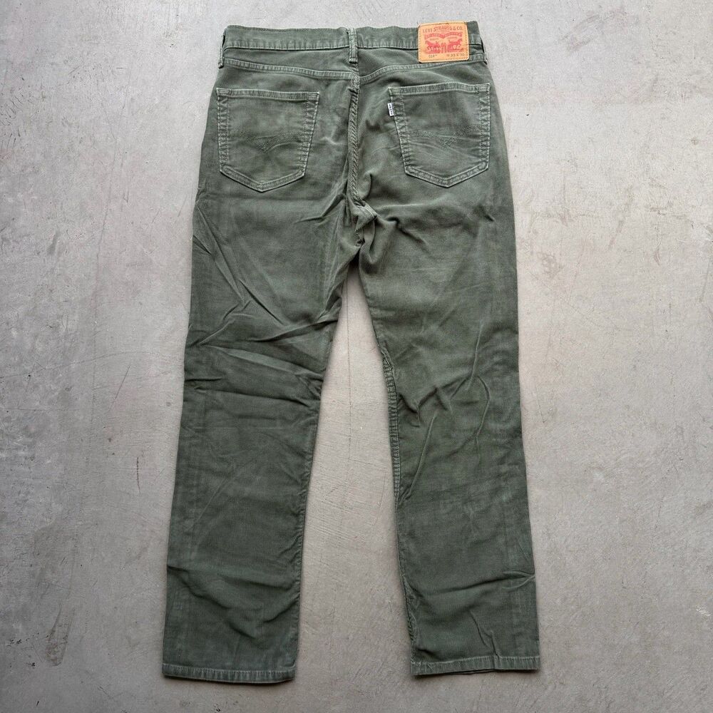 Levi's 514 Y2K Corduroy Pants Mens 33 x 30 Straight Fit Green 5-Pocket Preppy - Picture 4 of 12